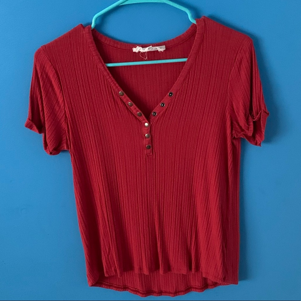 Women’s Red button down t-shirt